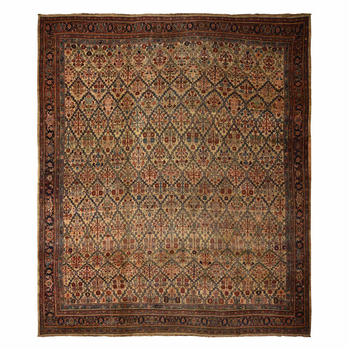 12'2" x 14'7" Vintage Hand Knotted Brown Wool Rectangle Oriental Rug - MOA10278367