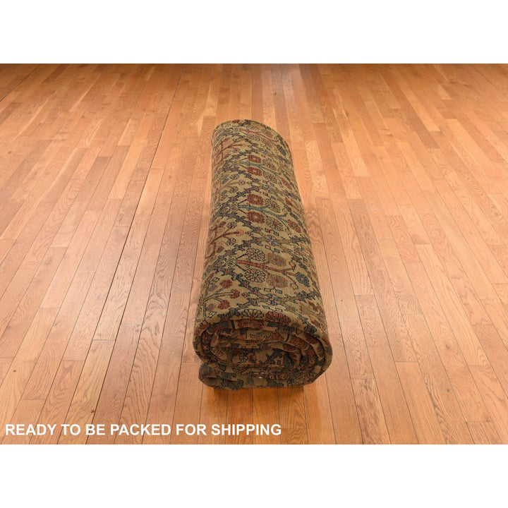 12'2" x 14'7" Vintage Hand Knotted Brown Wool Rectangle Oriental Rug - MOA10278367