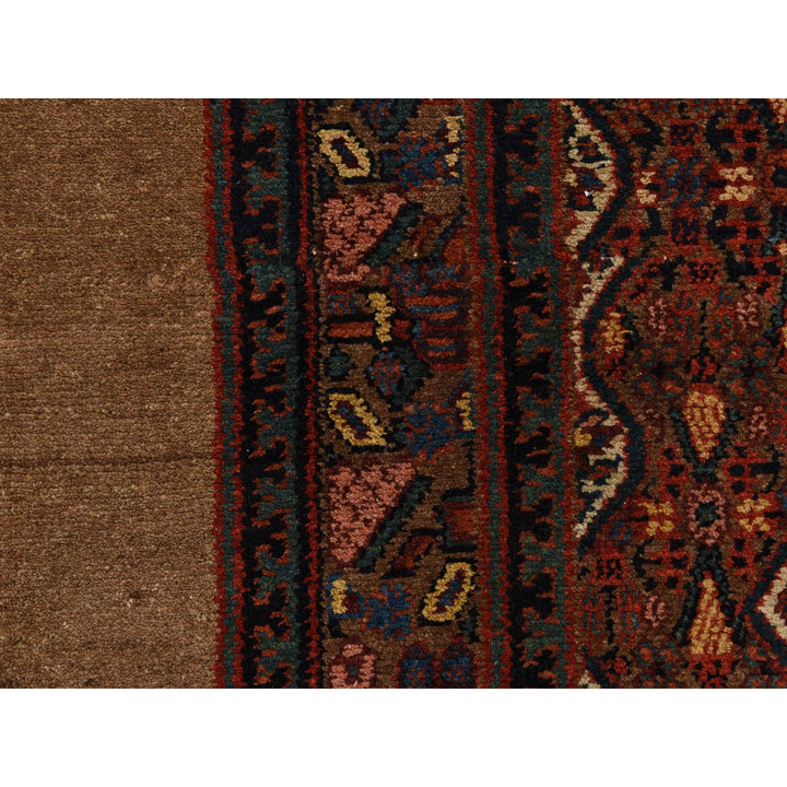 3'2" x 15'0" Vintage Hand Knotted Brown Wool Runner Oriental Rug - MOA10278368