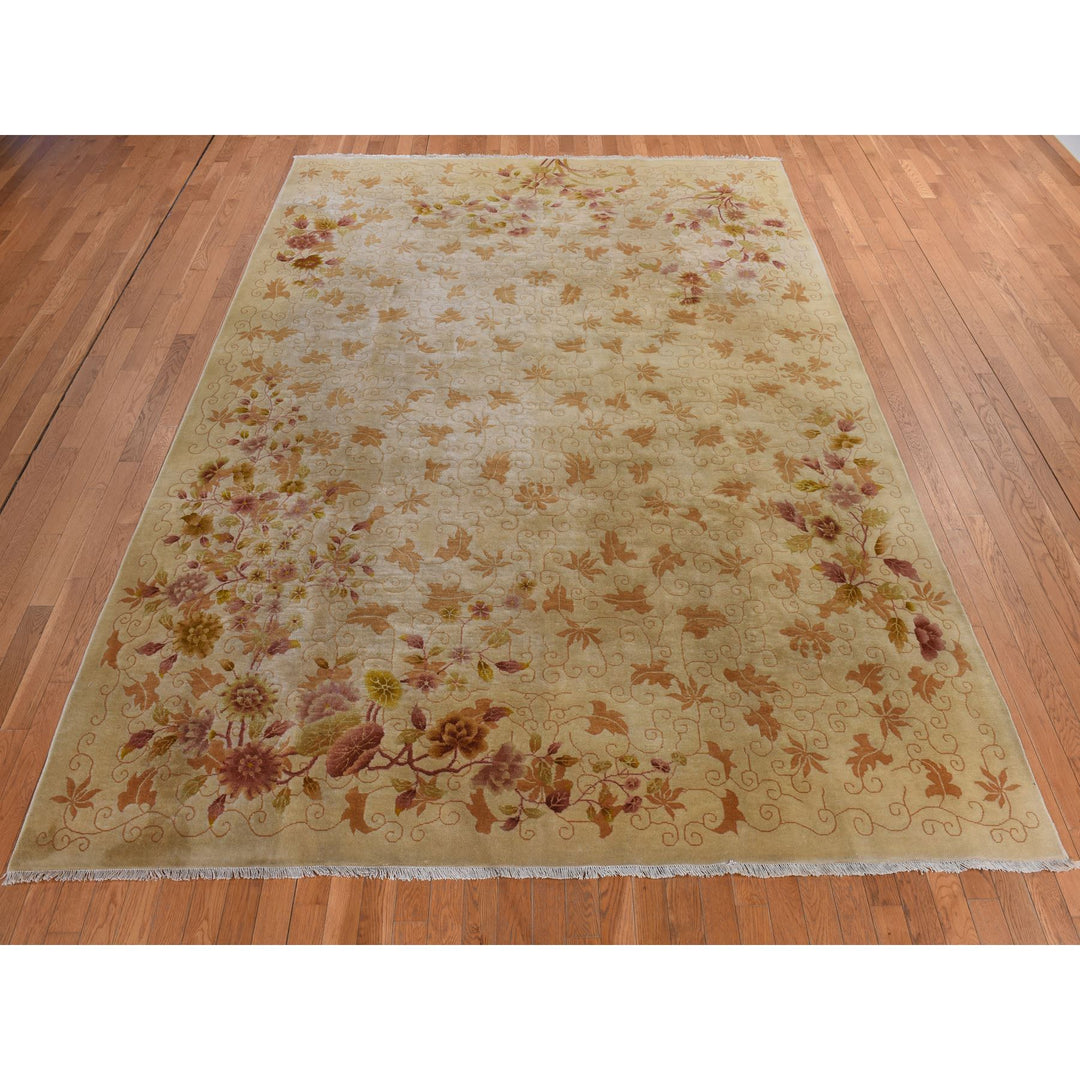 8'10" x 11'8" Vintage Hand Knotted Brown Wool Rectangle Oriental Rug - MOA10278369