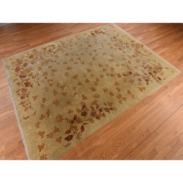 8'10" x 11'8" Vintage Hand Knotted Brown Wool Rectangle Oriental Rug - MOA10278369