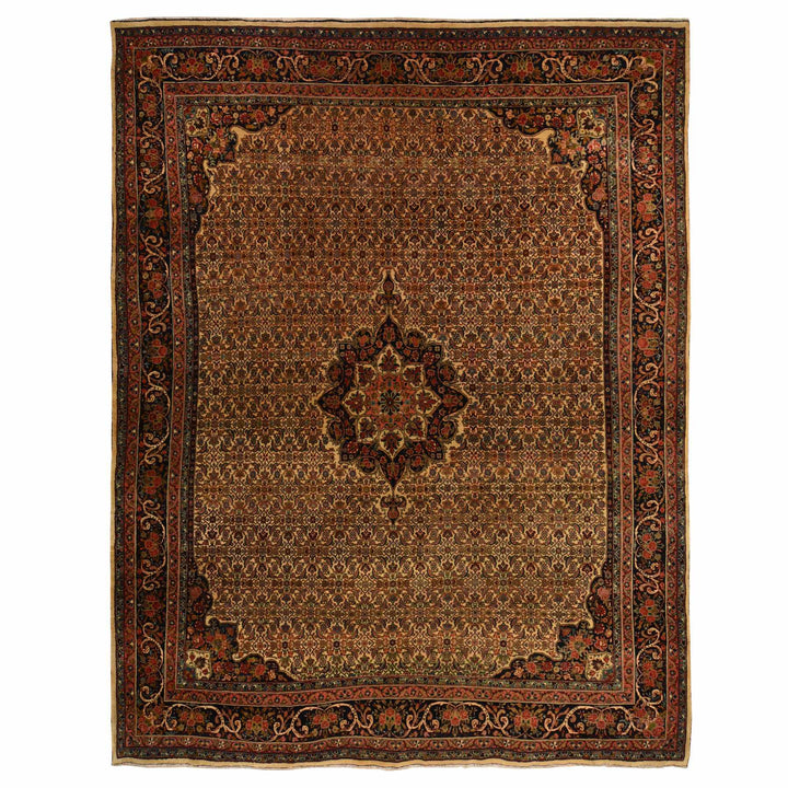 10'5" x 13'8" Vintage Hand Knotted Yellow Wool Rectangle Oriental Rug - MOA10278373