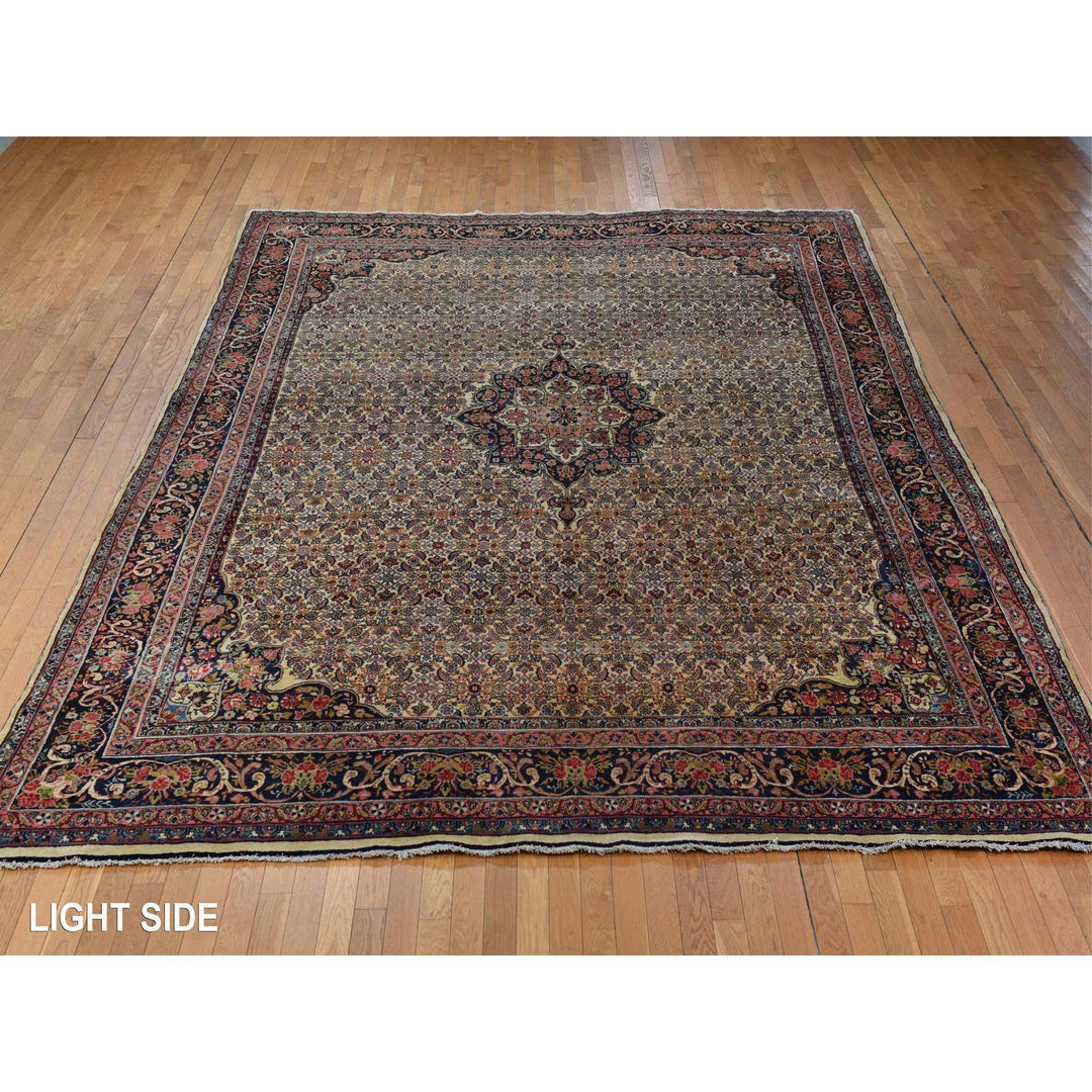 10'5" x 13'8" Vintage Hand Knotted Yellow Wool Rectangle Oriental Rug - MOA10278373