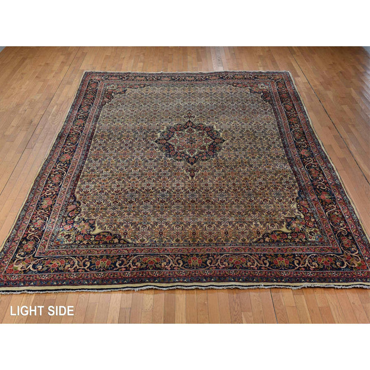 10'5" x 13'8" Vintage Hand Knotted Yellow Wool Rectangle Oriental Rug - MOA10278373