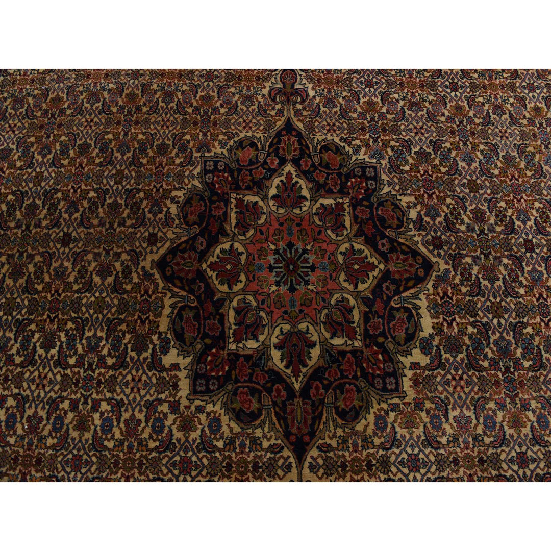 10'5" x 13'8" Vintage Hand Knotted Yellow Wool Rectangle Oriental Rug - MOA10278373