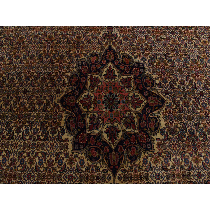 10'5" x 13'8" Vintage Hand Knotted Yellow Wool Rectangle Oriental Rug - MOA10278373