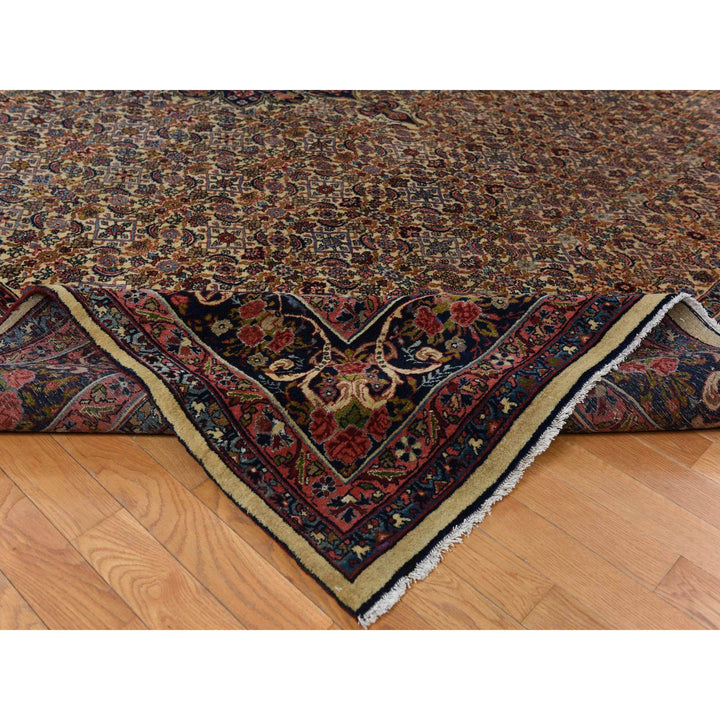 10'5" x 13'8" Vintage Hand Knotted Yellow Wool Rectangle Oriental Rug - MOA10278373