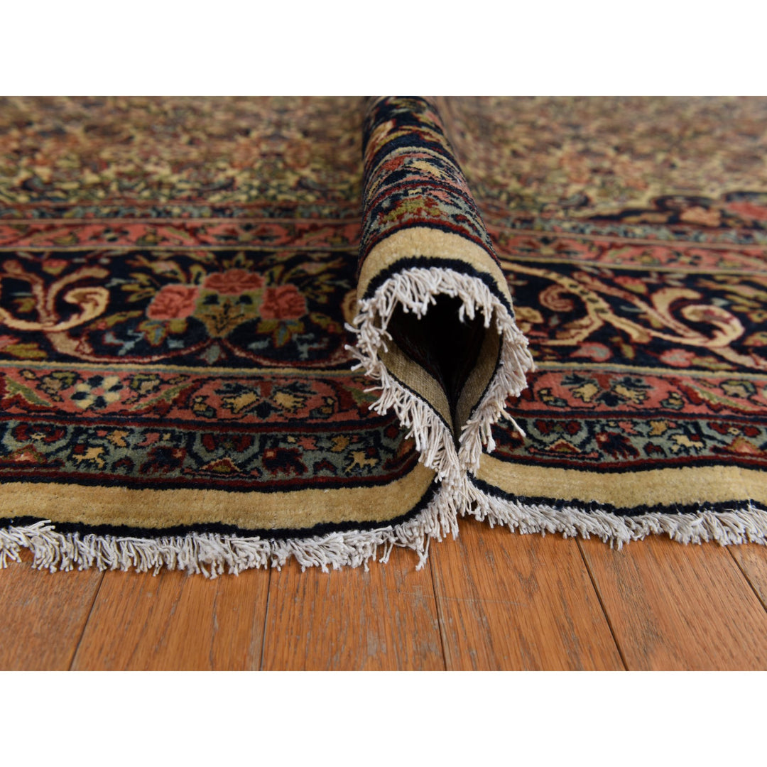 10'5" x 13'8" Vintage Hand Knotted Yellow Wool Rectangle Oriental Rug - MOA10278373