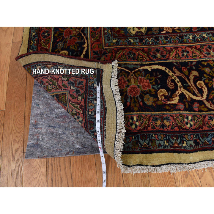 10'5" x 13'8" Vintage Hand Knotted Yellow Wool Rectangle Oriental Rug - MOA10278373