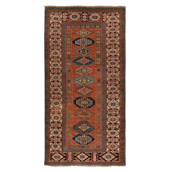 3'9" x 8'4" Vintage Hand Knotted Red Wool Runner Oriental Rug - MOA10278374