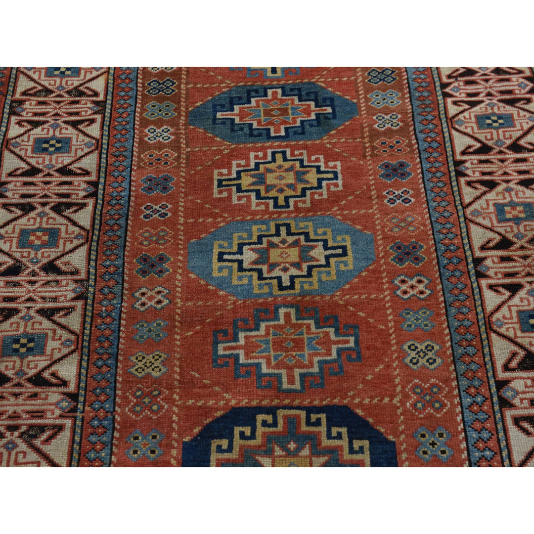 3'9" x 8'4" Vintage Hand Knotted Red Wool Runner Oriental Rug - MOA10278374