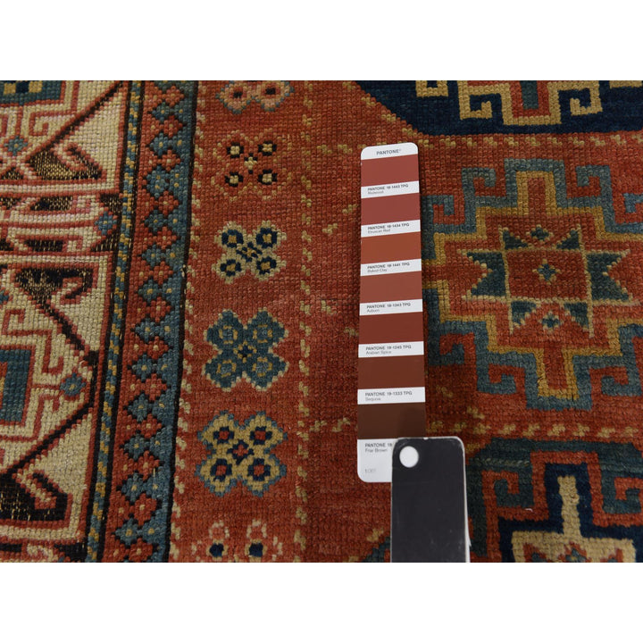 3'9" x 8'4" Vintage Hand Knotted Red Wool Runner Oriental Rug - MOA10278374