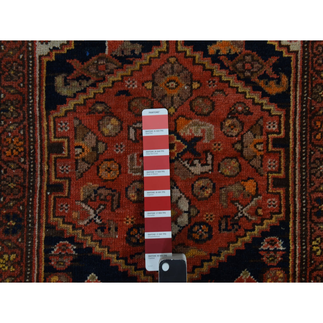 3'1" x 16'3" Vintage Hand Knotted Red Wool Runner Oriental Rug - MOA10278378