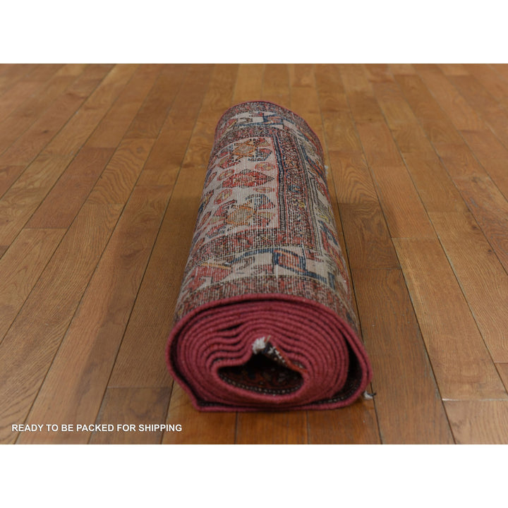 3'1" x 16'3" Vintage Hand Knotted Red Wool Runner Oriental Rug - MOA10278378