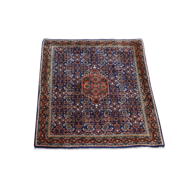 2'3" x 2'4" Vintage Hand Knotted Blue Wool Square Oriental Rug - MOA10278381
