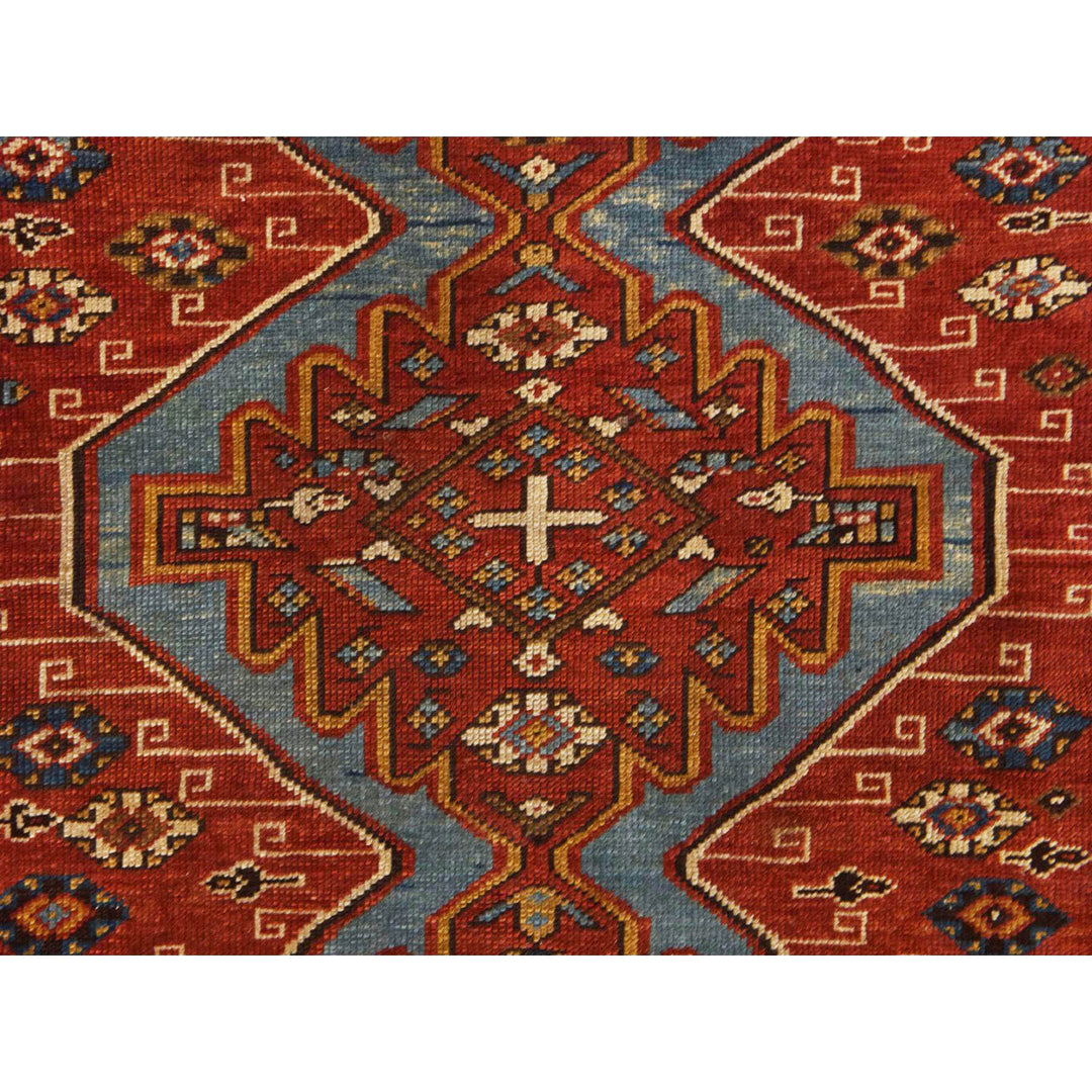 3'10" x 5'7" Vintage Hand Knotted Red Wool Rectangle Oriental Rug - MOA10278394