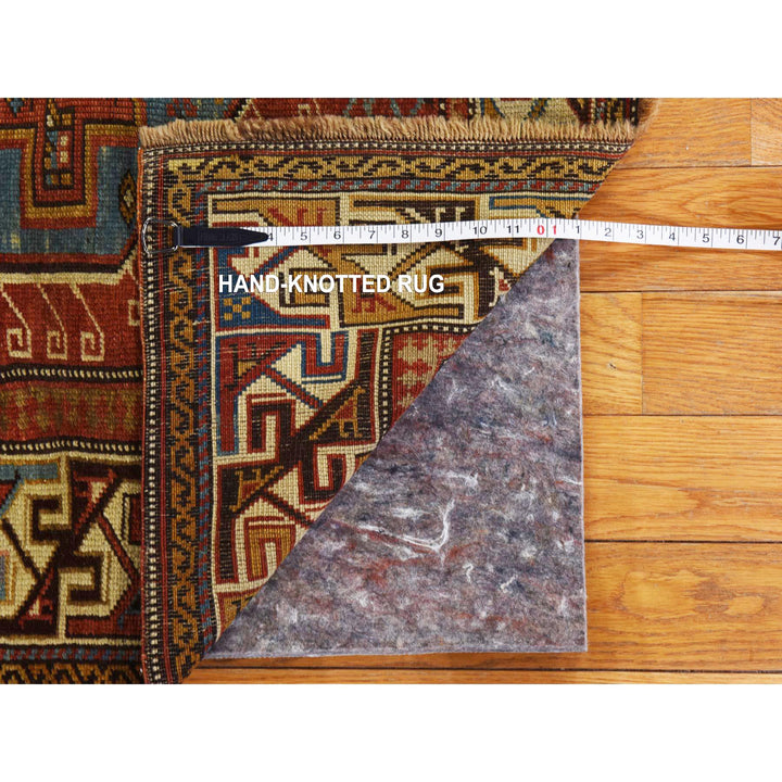 3'10" x 5'7" Vintage Hand Knotted Red Wool Rectangle Oriental Rug - MOA10278394