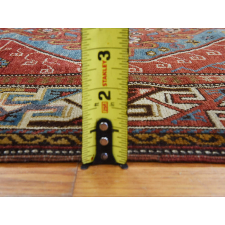 3'10" x 5'7" Vintage Hand Knotted Red Wool Rectangle Oriental Rug - MOA10278394
