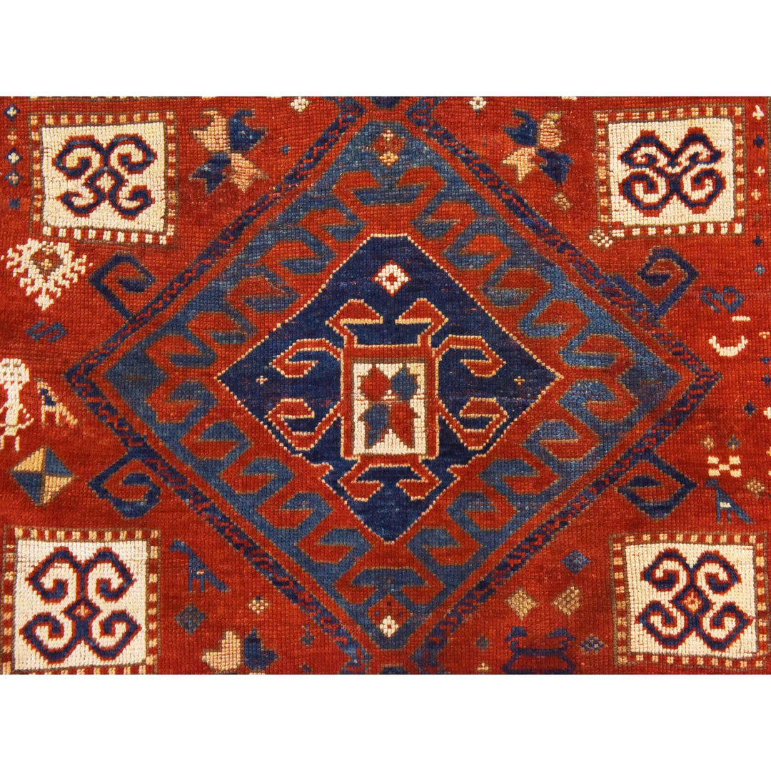 4'3" x 6'3" Vintage Hand Knotted Red Wool Rectangle Oriental Rug - MOA10278395