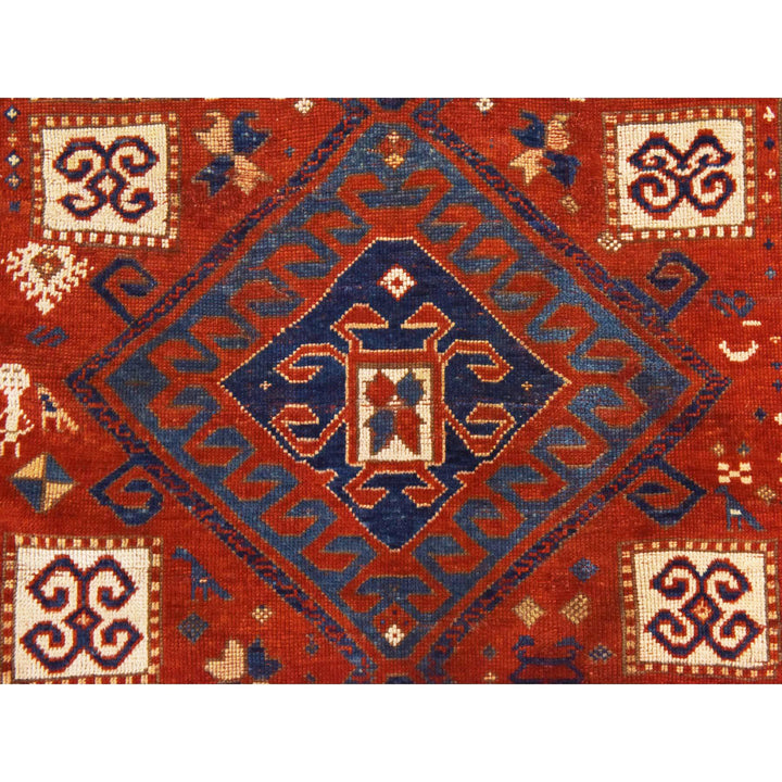 4'3" x 6'3" Vintage Hand Knotted Red Wool Rectangle Oriental Rug - MOA10278395