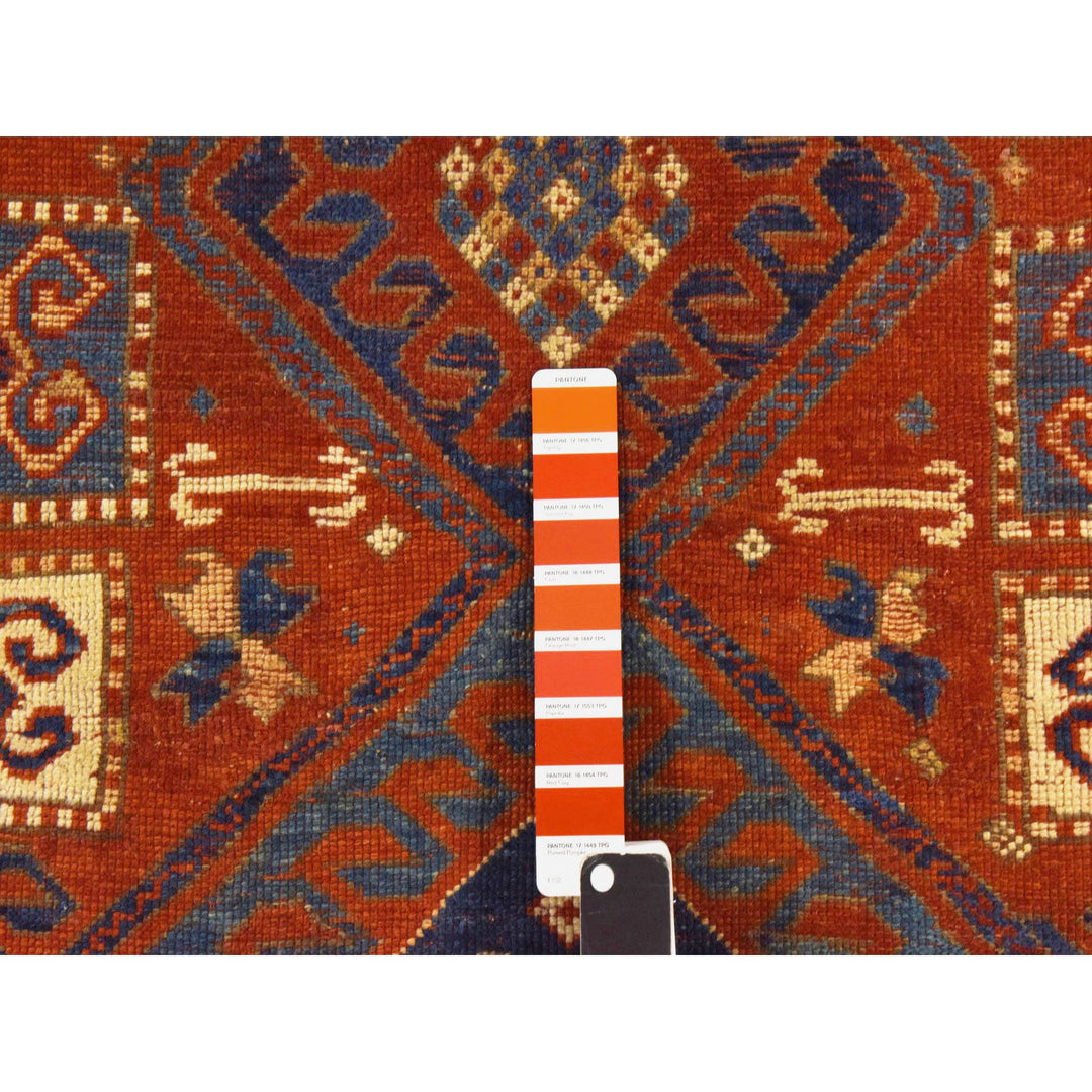 4'3" x 6'3" Vintage Hand Knotted Red Wool Rectangle Oriental Rug - MOA10278395