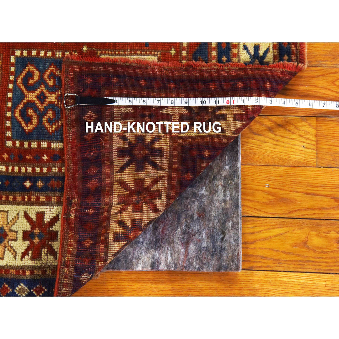 4'3" x 6'3" Vintage Hand Knotted Red Wool Rectangle Oriental Rug - MOA10278395