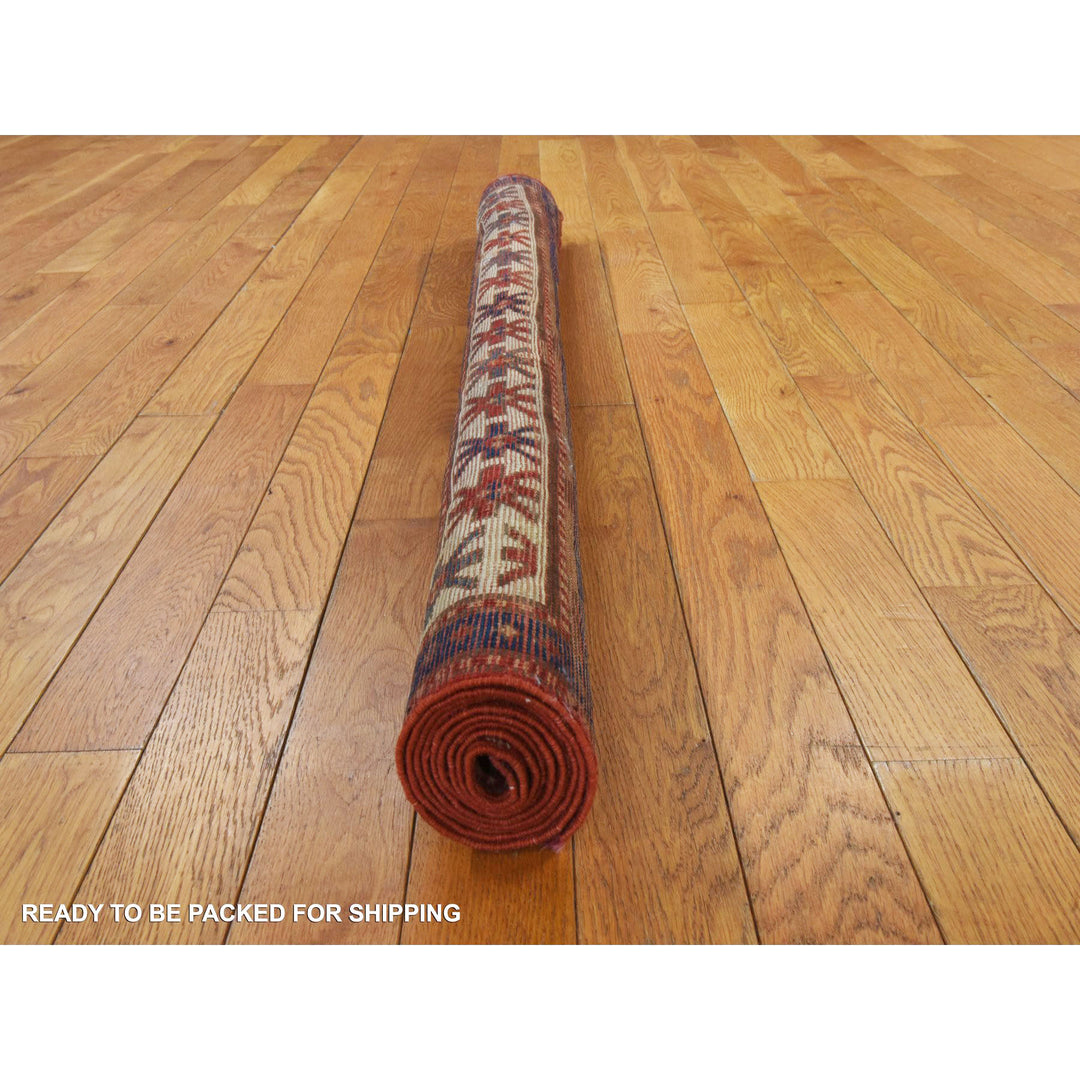 4'3" x 6'3" Vintage Hand Knotted Red Wool Rectangle Oriental Rug - MOA10278395
