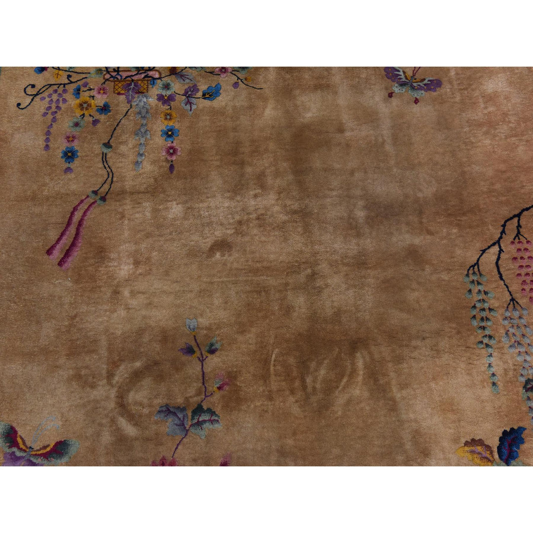 9'0" x 11'5" Vintage Hand Knotted Brown Wool Rectangle Oriental Rug - MOA10278399