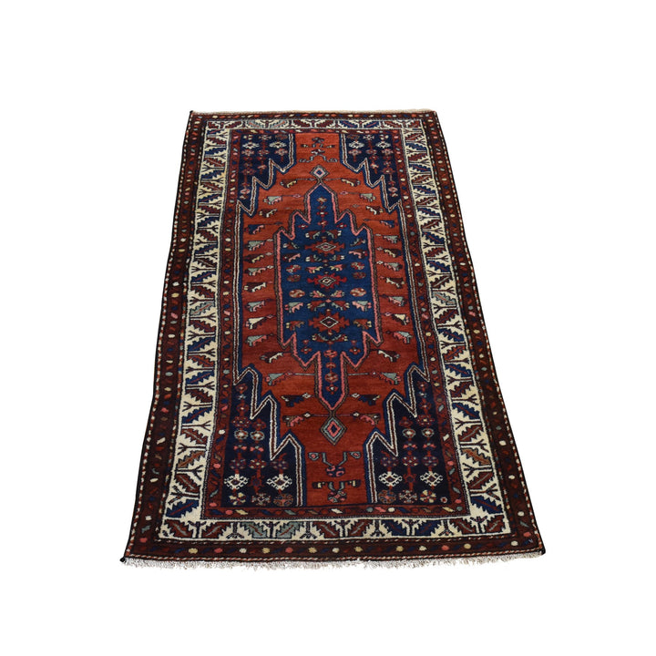 3'3" x 6'3" Vintage Hand Knotted Orange Wool Rectangle Oriental Rug - MOA10278401