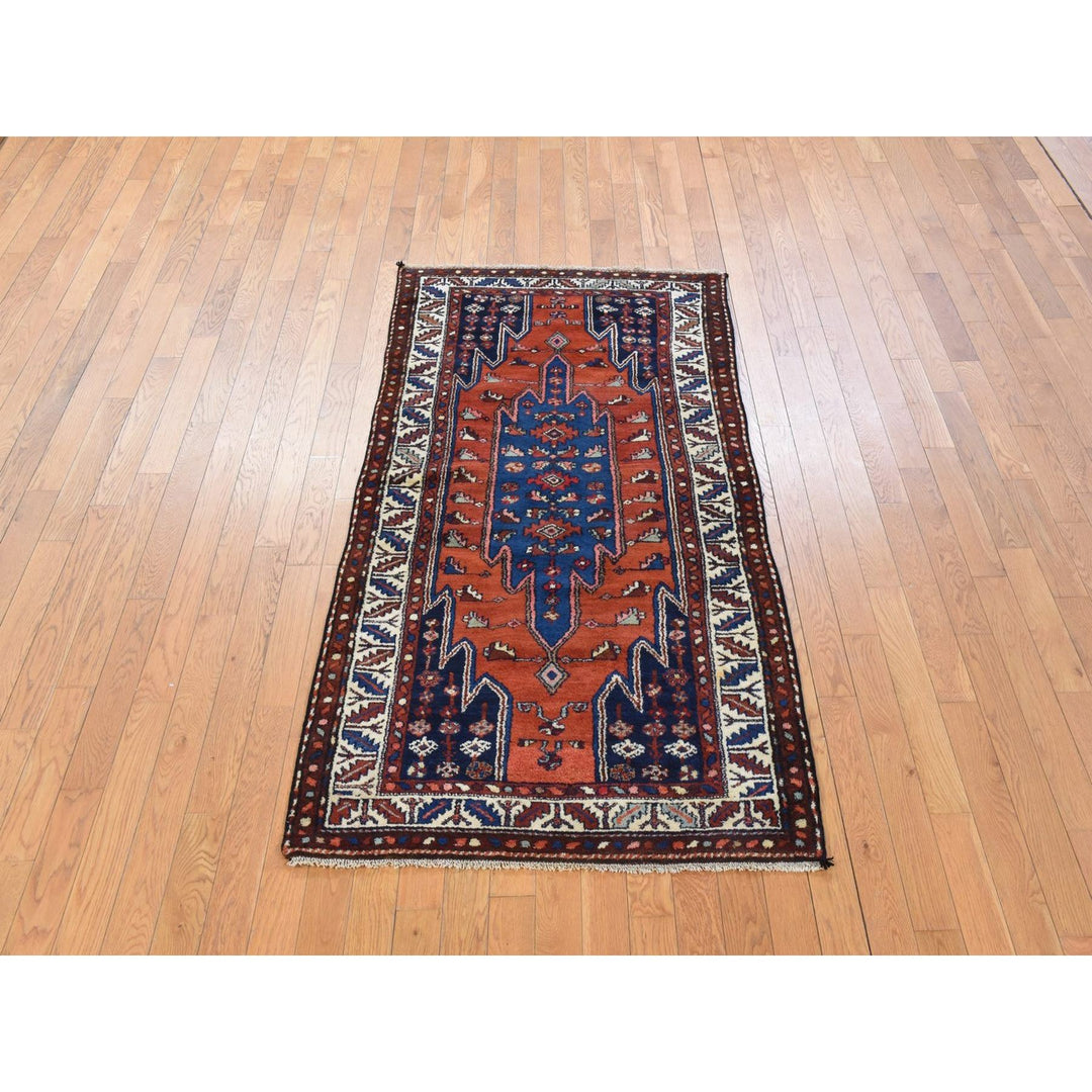 3'3" x 6'3" Vintage Hand Knotted Orange Wool Rectangle Oriental Rug - MOA10278401