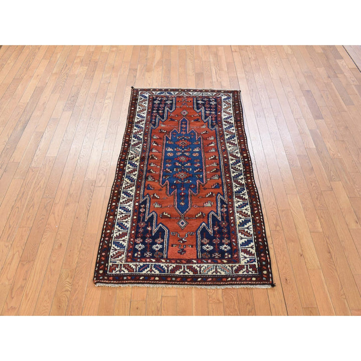3'3" x 6'3" Vintage Hand Knotted Orange Wool Rectangle Oriental Rug - MOA10278401
