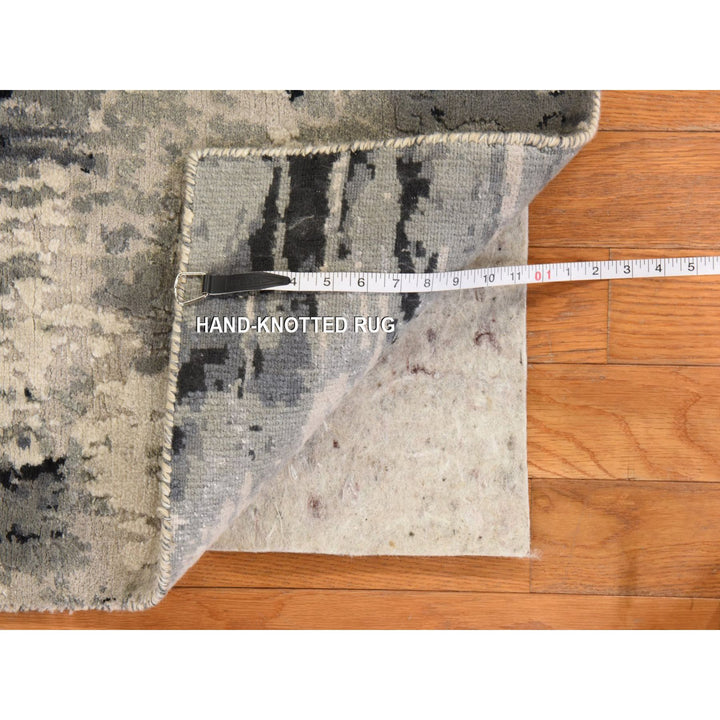 2'0" x 3'0" New Hand Knotted Black Wool & Silk Rectangle Oriental Rug - MOA10278402