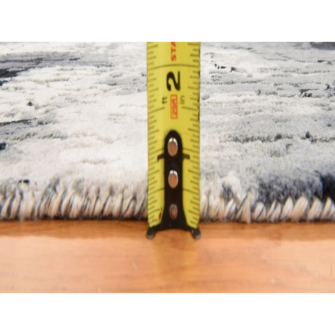 2'0" x 3'0" New Hand Knotted Black Wool & Silk Rectangle Oriental Rug - MOA10278402