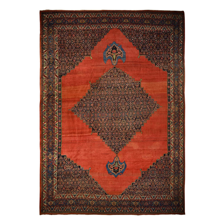 13'6" x 19'2" Vintage Hand Knotted Red Wool Rectangle Oriental Rug - MOA10278412