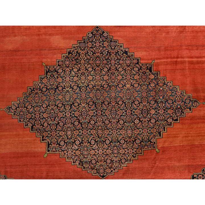 13'6" x 19'2" Vintage Hand Knotted Red Wool Rectangle Oriental Rug - MOA10278412