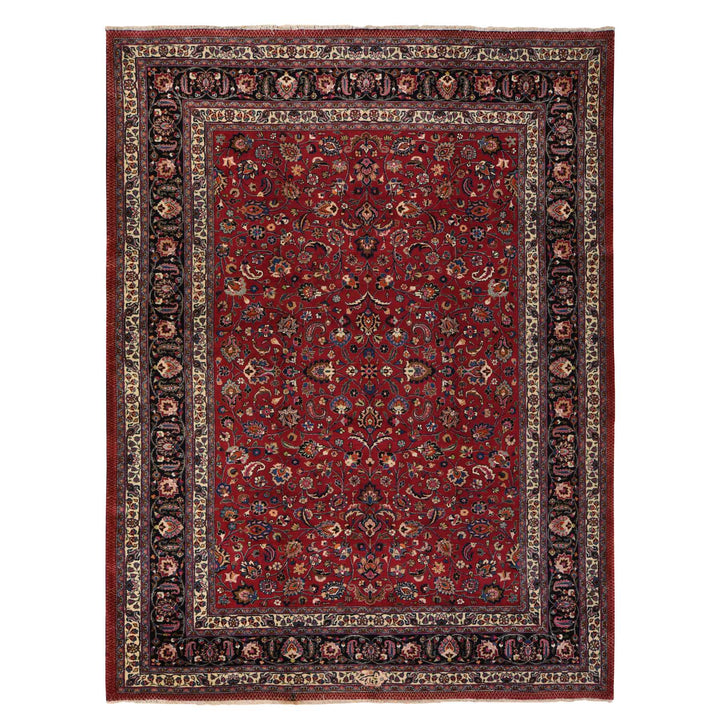9'9" x 12'10" Vintage Hand Knotted Red Wool Rectangle Oriental Rug - MOA10278413