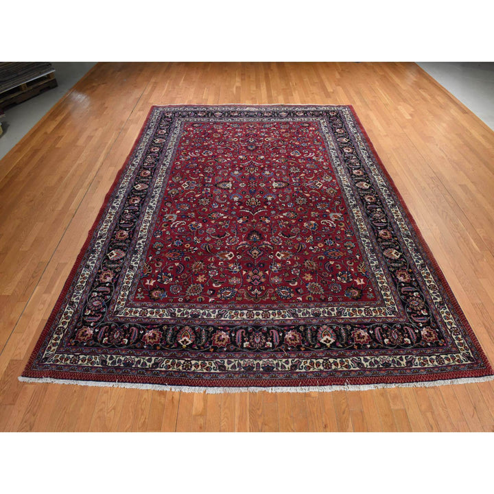 9'9" x 12'10" Vintage Hand Knotted Red Wool Rectangle Oriental Rug - MOA10278413