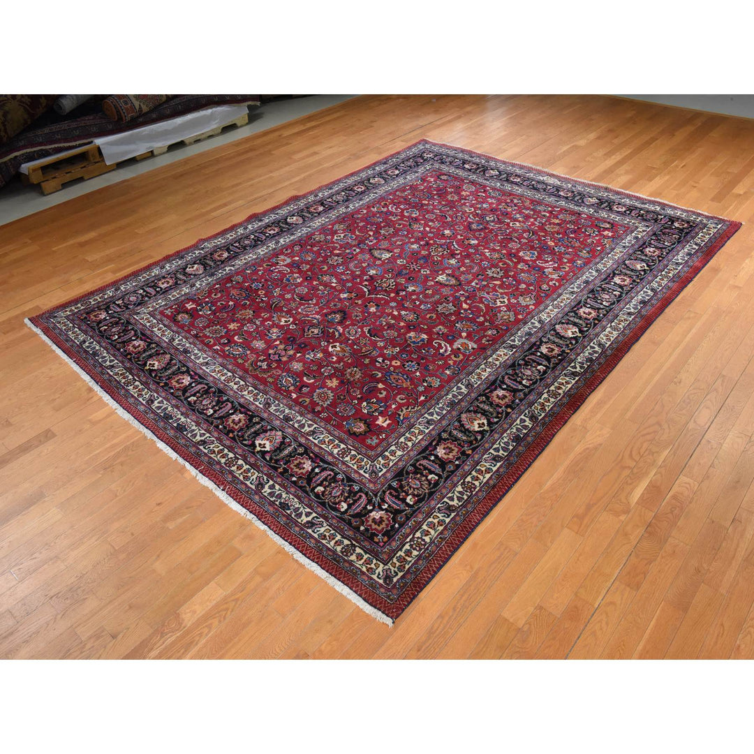 9'9" x 12'10" Vintage Hand Knotted Red Wool Rectangle Oriental Rug - MOA10278413