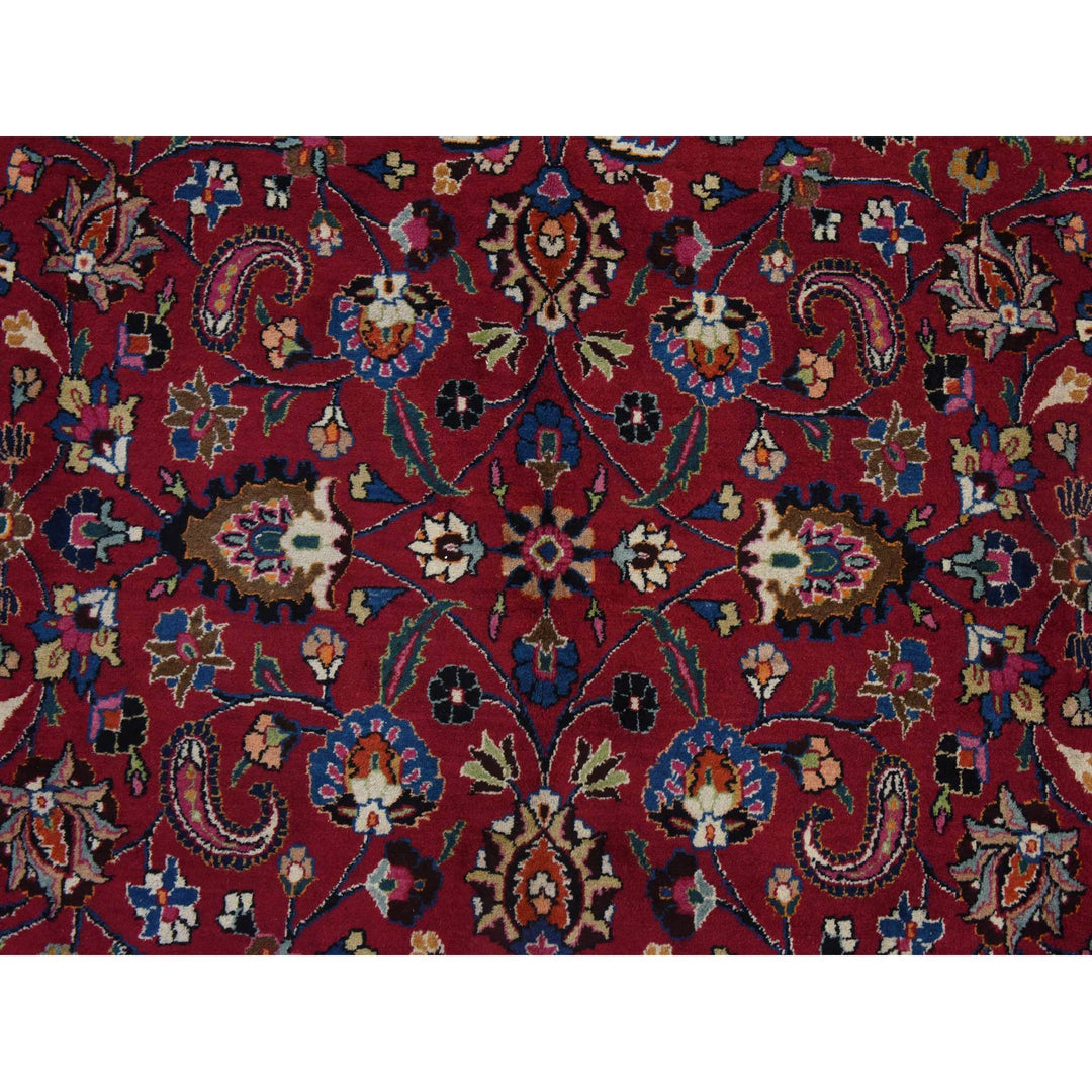 9'9" x 12'10" Vintage Hand Knotted Red Wool Rectangle Oriental Rug - MOA10278413
