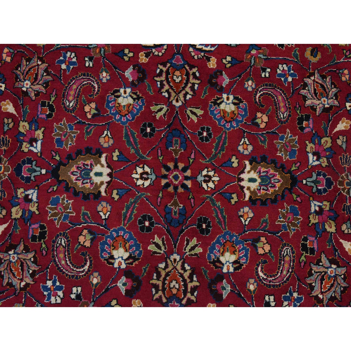 9'9" x 12'10" Vintage Hand Knotted Red Wool Rectangle Oriental Rug - MOA10278413