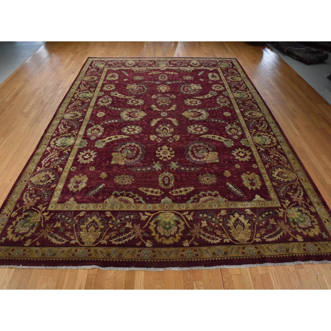 11'10" x 15'4" New Hand Knotted Red Wool Rectangle Oriental Rug - MOA10278414