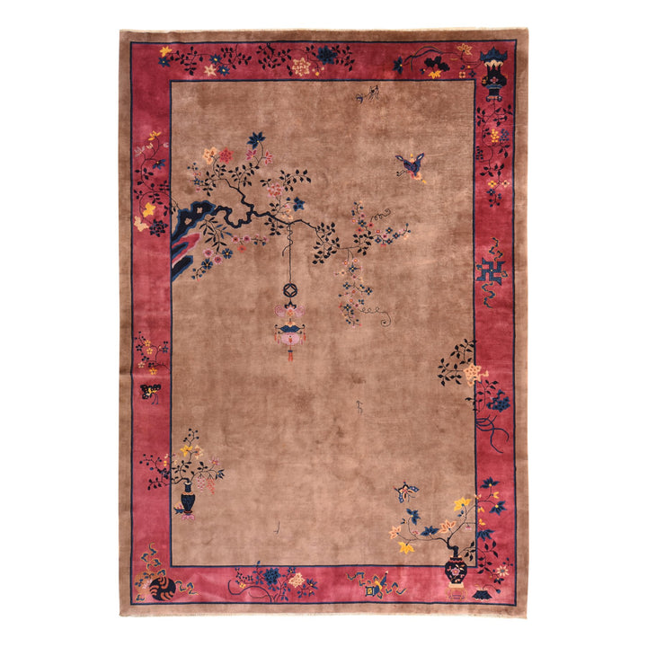 10'1" x 14'2" Vintage Hand Knotted Brown Wool Rectangle Oriental Rug - MOA10278418