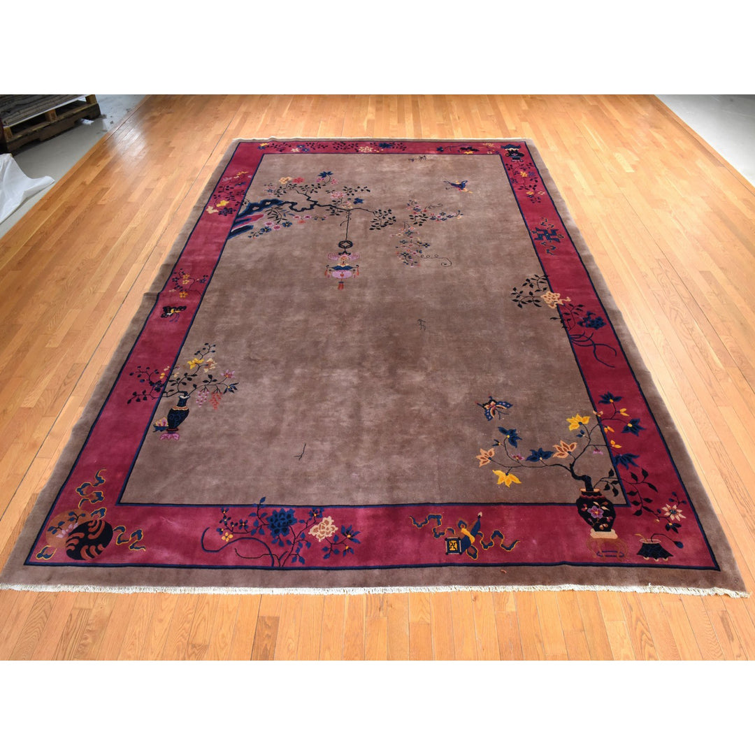 10'1" x 14'2" Vintage Hand Knotted Brown Wool Rectangle Oriental Rug - MOA10278418