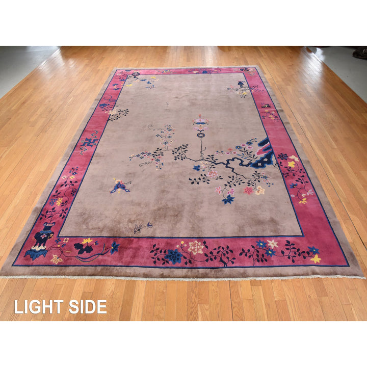 10'1" x 14'2" Vintage Hand Knotted Brown Wool Rectangle Oriental Rug - MOA10278418