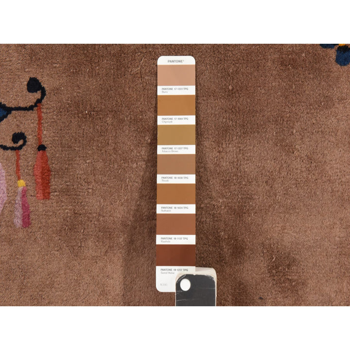 10'1" x 14'2" Vintage Hand Knotted Brown Wool Rectangle Oriental Rug - MOA10278418