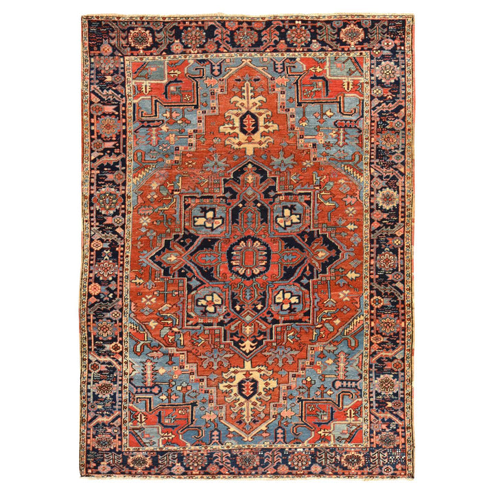 7'2" x 10'0" Vintage Hand Knotted Red Wool Rectangle Oriental Rug - MOA10278423