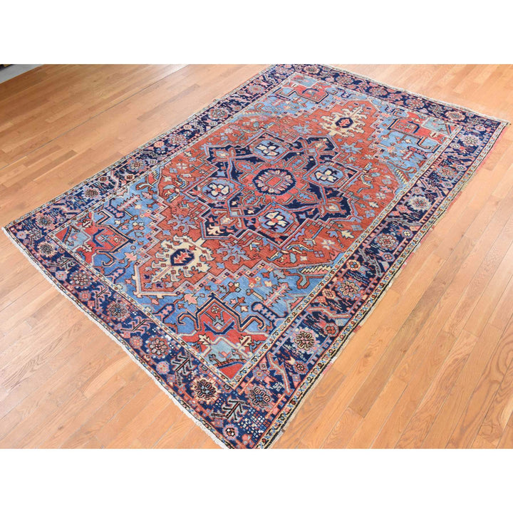 7'2" x 10'0" Vintage Hand Knotted Red Wool Rectangle Oriental Rug - MOA10278423