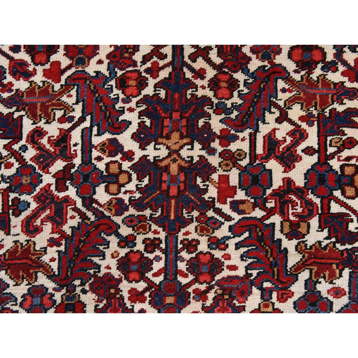 8'3" x 11'1" Vintage Hand Knotted Ivory Wool Rectangle Oriental Rug - MOA10278433
