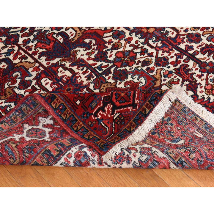 8'3" x 11'1" Vintage Hand Knotted Ivory Wool Rectangle Oriental Rug - MOA10278433