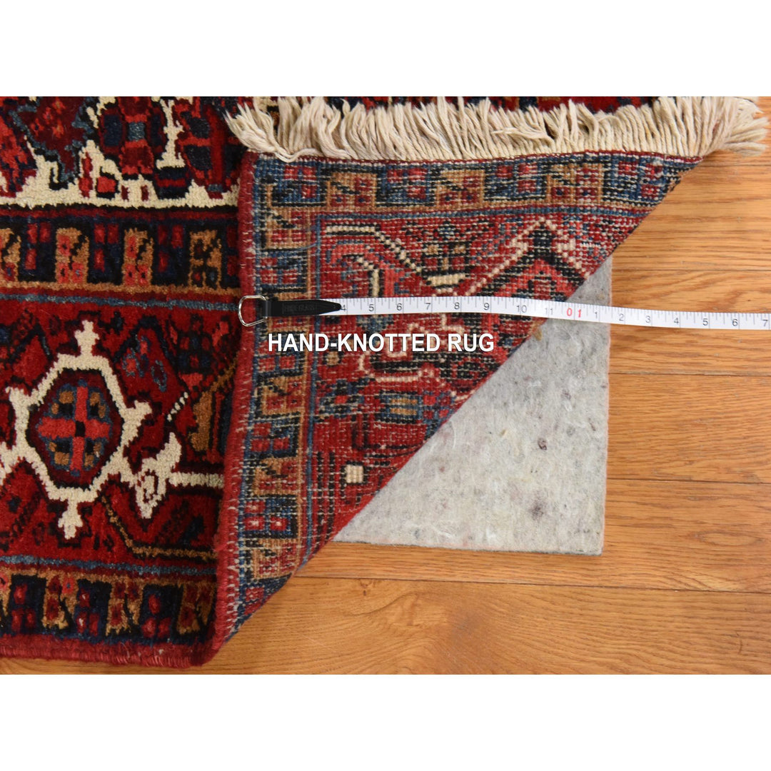 8'3" x 11'1" Vintage Hand Knotted Ivory Wool Rectangle Oriental Rug - MOA10278433